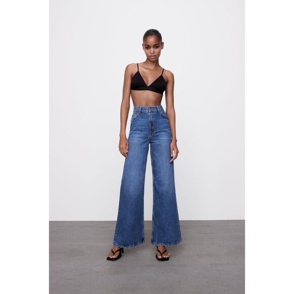 Denim Zara High-Rise Slim Fit Wide Leg Jeans (NWT) - Picture 9 of 9